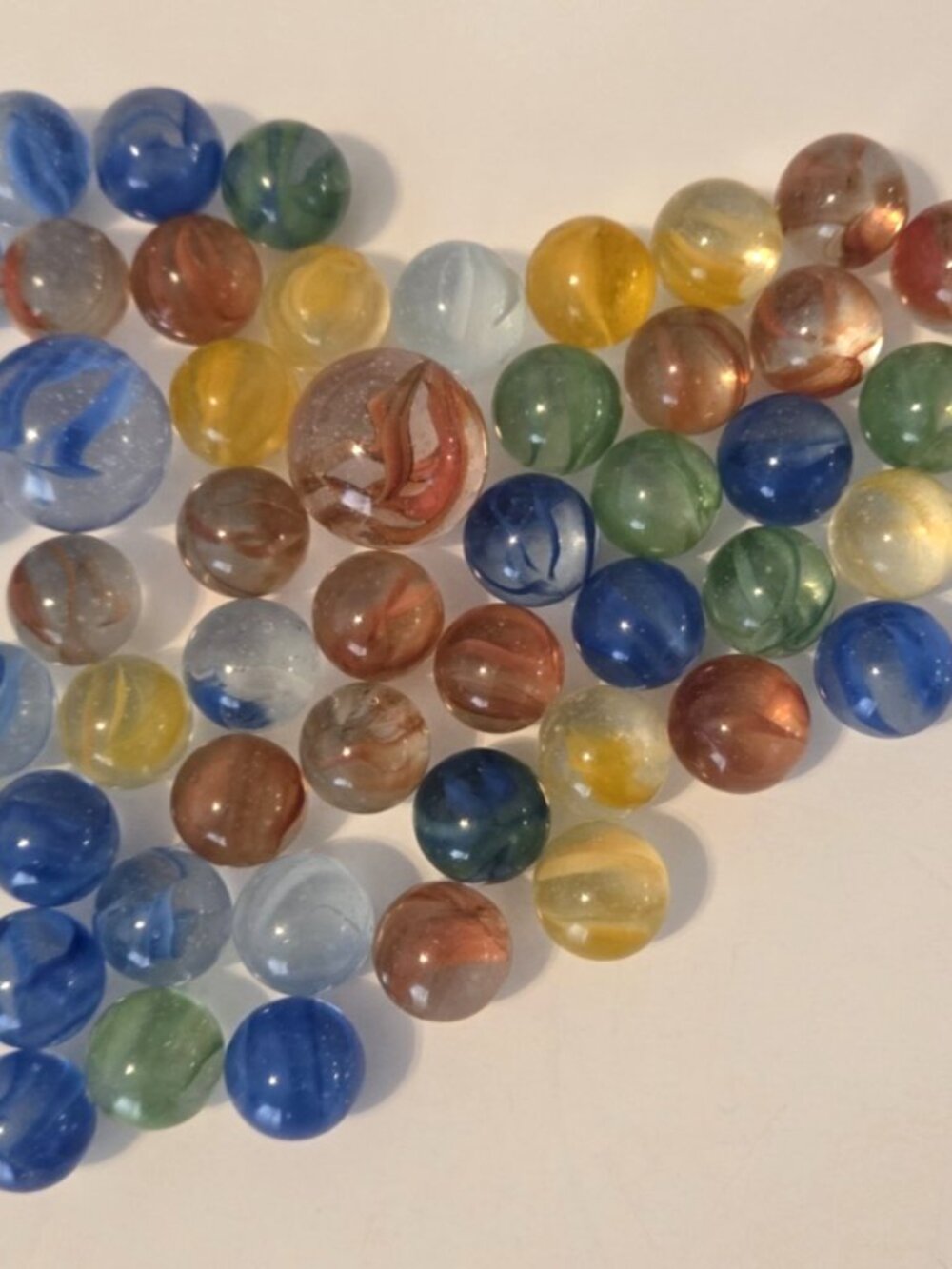 Vintage Lot Vitro Agate Caged Cats Eye Marbles 50 pcs. 2 Shooters and 48 Regular
